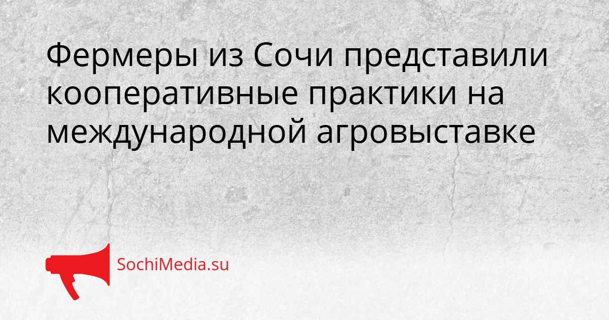 Фермеры из Сочи представили кооперативные практики на международной агровыставке Сгенерировано