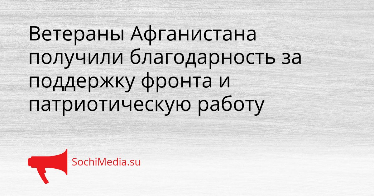 Ветераны Афганистана получили благодарность за поддержку фронта и патриотическую работу Сгенерировано