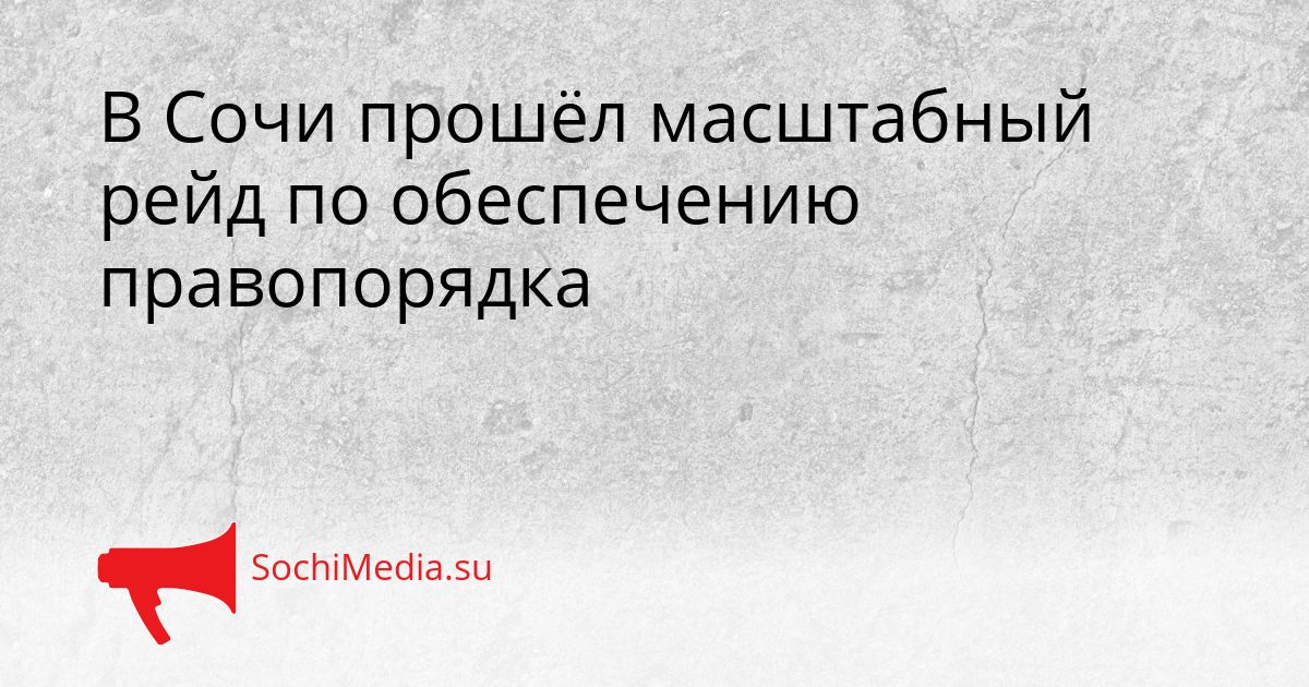 В Сочи прошёл масштабный рейд по обеспечению правопорядка Сгенерировано
