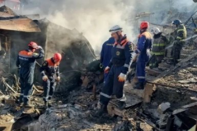 В результате атаки дронов один из частных домов в городе полностью разрушен Оперштаб Кубани