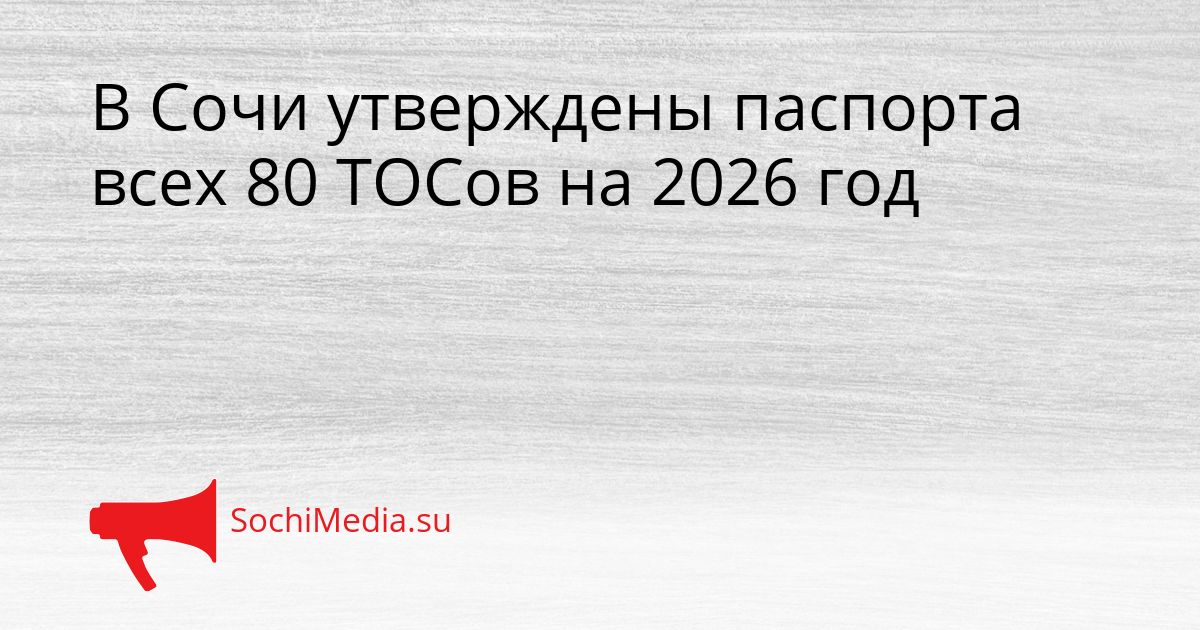В Сочи утверждены паспорта всех 80 ТОСов на 2026 год Сгенерировано
