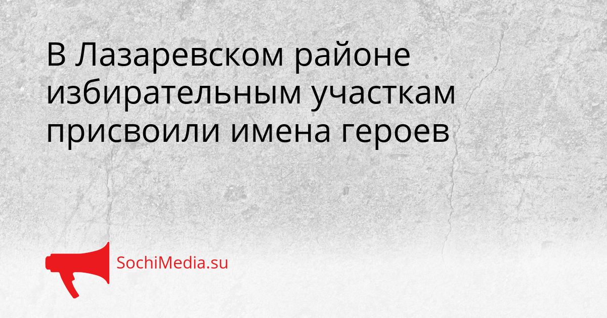 В Лазаревском районе избирательным участкам присвоили имена героев Сгенерировано