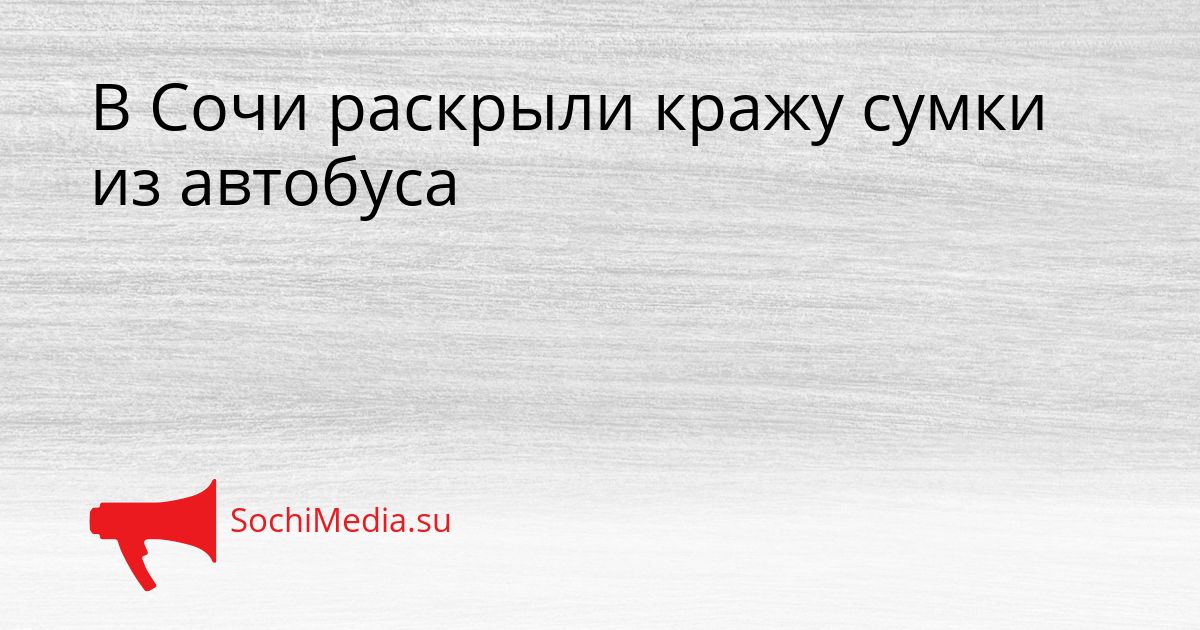 В Сочи раскрыли кражу сумки из автобуса Сгенерировано