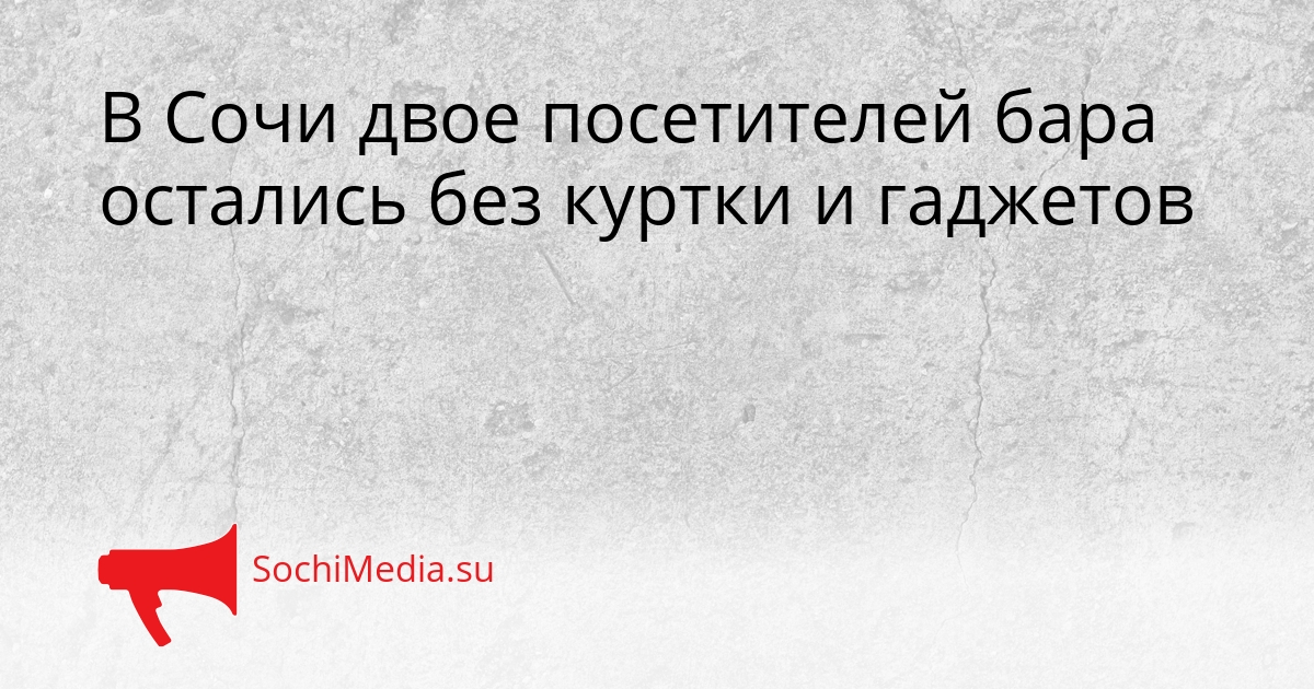 В Сочи двое посетителей бара остались без куртки и гаджетов Сгенерировано