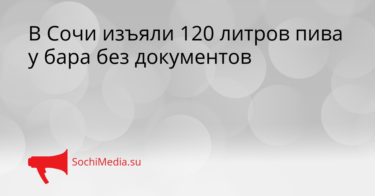 В Сочи изъяли 120 литров пива у бара без документов Сгенерировано