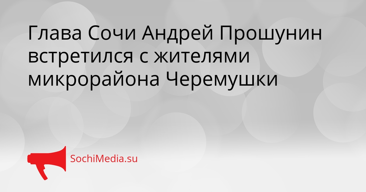 Глава Сочи Андрей Прошунин встретился с жителями микрорайона Черемушки Сгенерировано