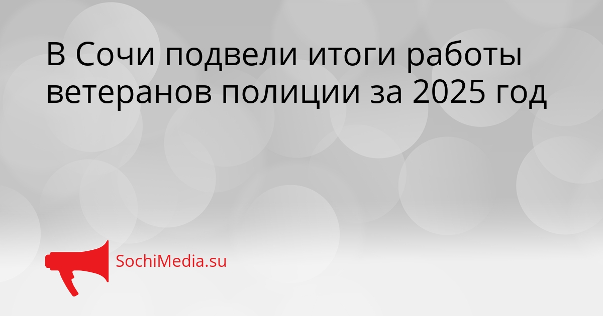 В Сочи подвели итоги работы ветеранов полиции за 2025 год Сгенерировано