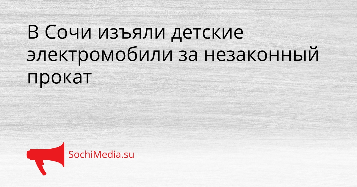 В Сочи изъяли детские электромобили за незаконный прокат Сгенерировано