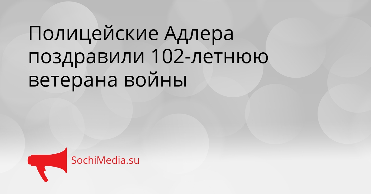 Полицейские Адлера поздравили 102-летнюю ветерана войны Сгенерировано