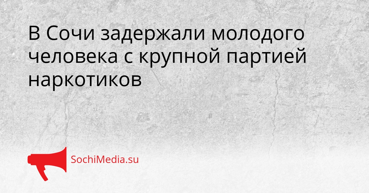 В Сочи задержали молодого человека с крупной партией наркотиков Сгенерировано