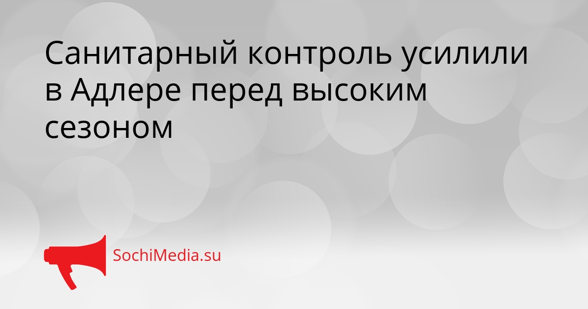 Санитарный контроль усилили в Адлере перед высоким сезоном Сгенерировано