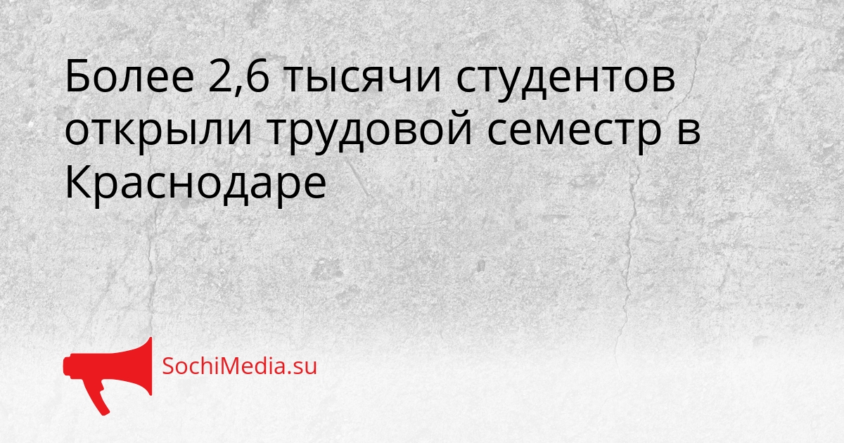 Более 2,6 тысячи студентов открыли трудовой семестр в Краснодаре Сгенерировано