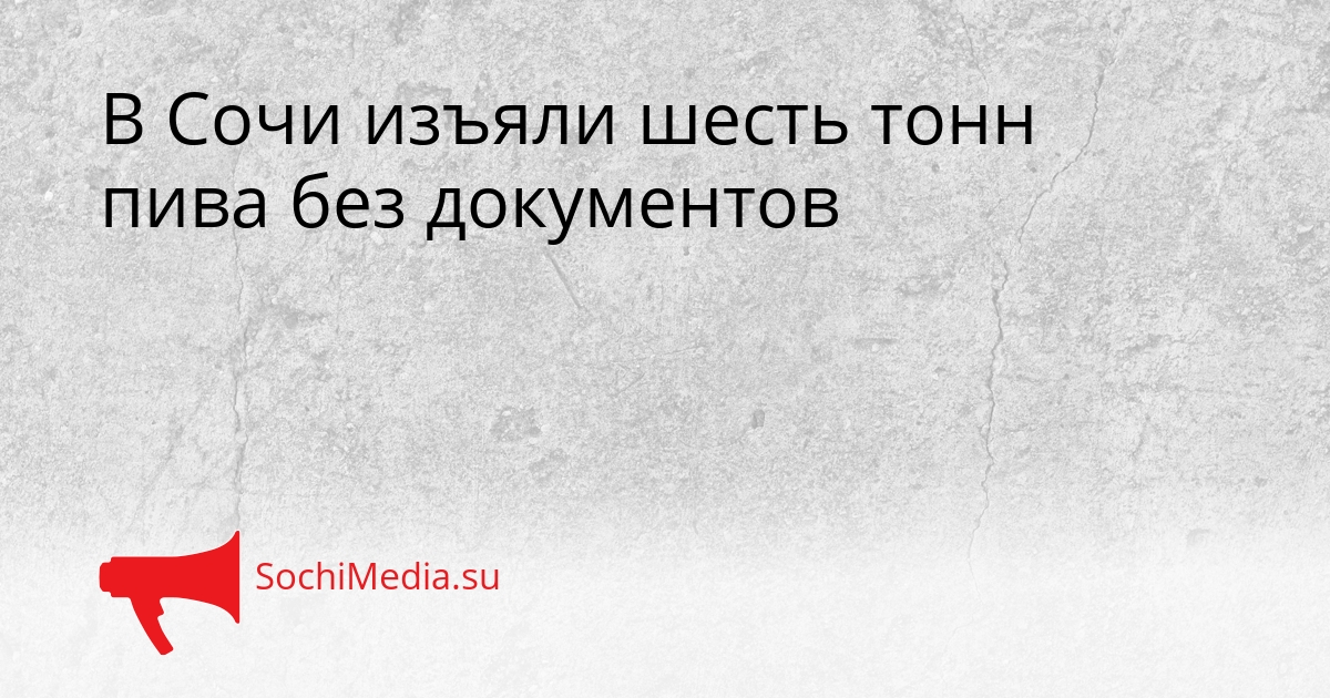 В Сочи изъяли шесть тонн пива без документов Сгенерировано