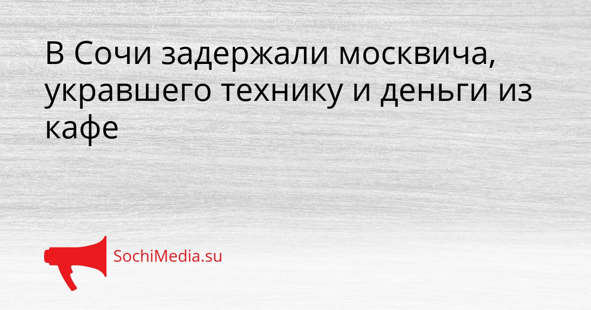 В Сочи задержали москвича, укравшего технику и деньги из кафе - SochiMedia, 16.03.2026