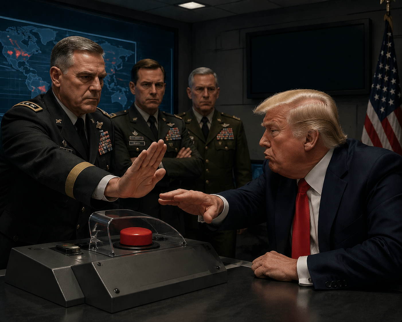 Военные не дали Трампу использовать ядерное оружие Создано при помощи ИИ
